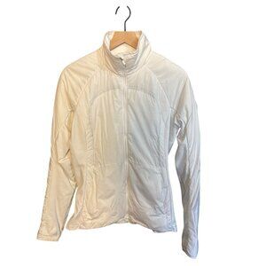 Lululemon Womens 10 White Lightweight Full-Zip Jacket‎ With Thumbholes - FLAWED